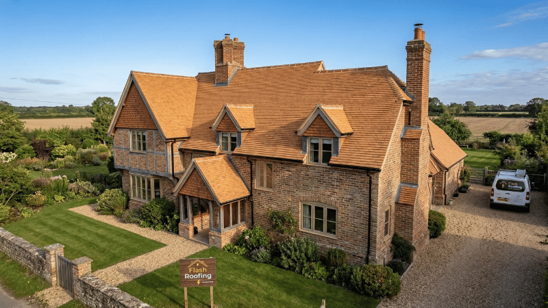 Clay tile pitched roof project by Flash Roofing UK Ltd